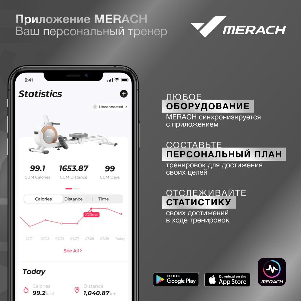 Гребной тренажер домашний MERACH MR-950W1Z - купить в Москве, цены на  гребные тренажеры