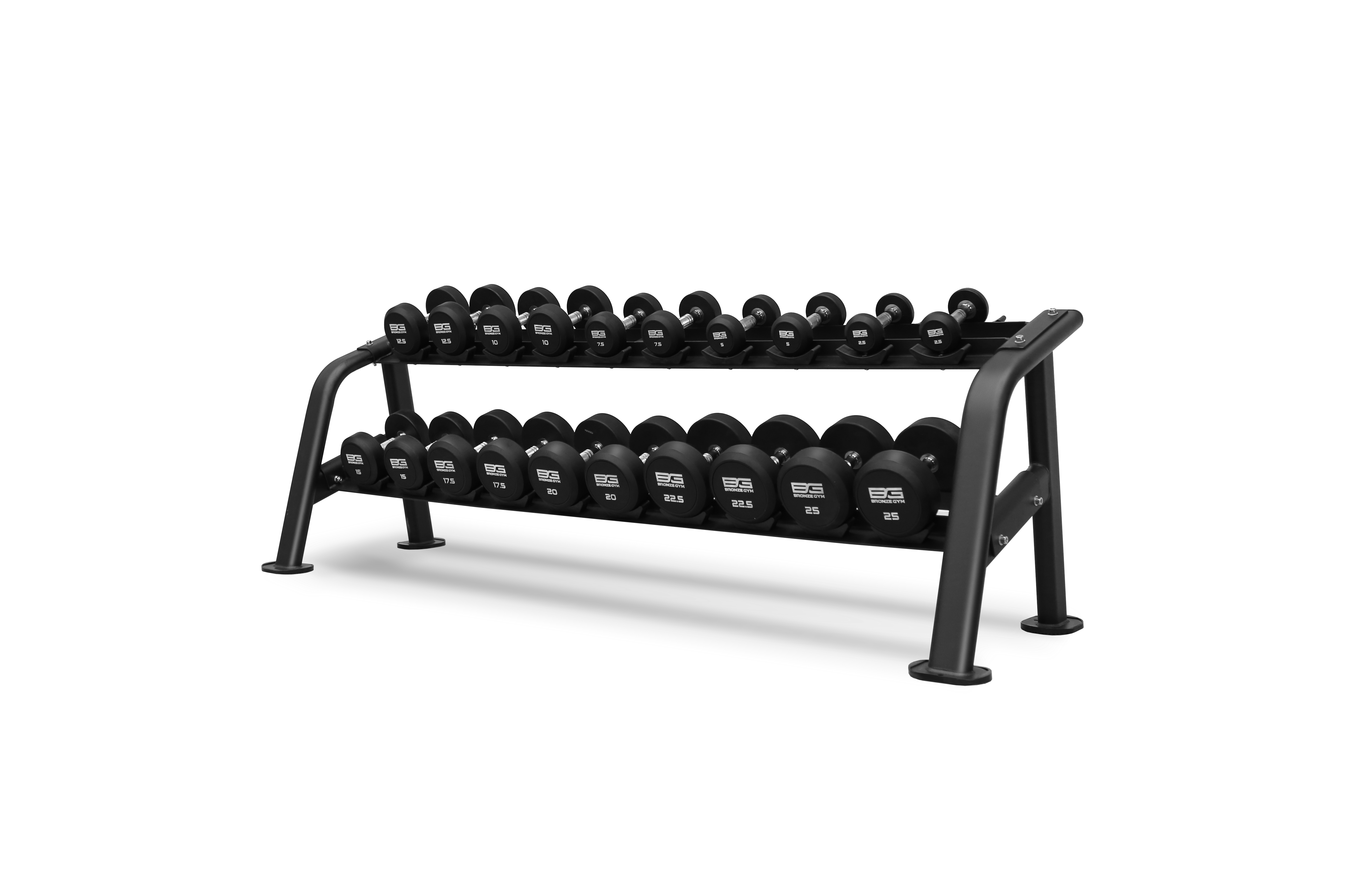 Набор обрезиненных гантелей BRONZE GYM, 2.5-25 кг - 10 пар, шаг 2,5 кг