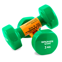 Гантели для аэробики виниловые BRONZE GYM,3 кг., пара.