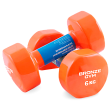 Гантели для аэробики виниловые BRONZE GYM,6 кг., пара